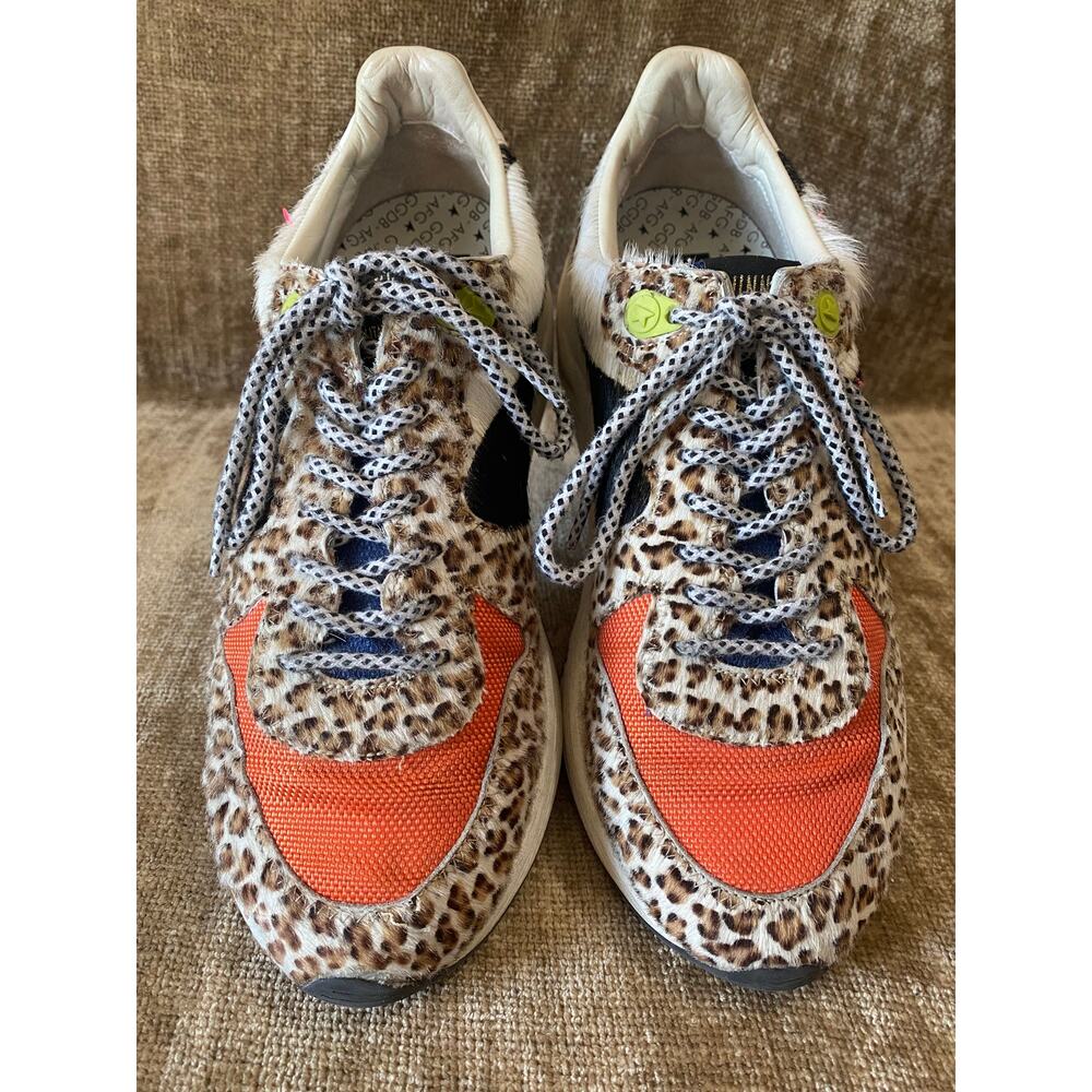 Golden Goose Running Sole Zoo Puzzle Pink Fluo Sneakers EU 38 Italy US 8 Women - Picture 4 of 12